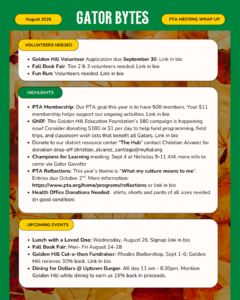 summary of August PTA meeting